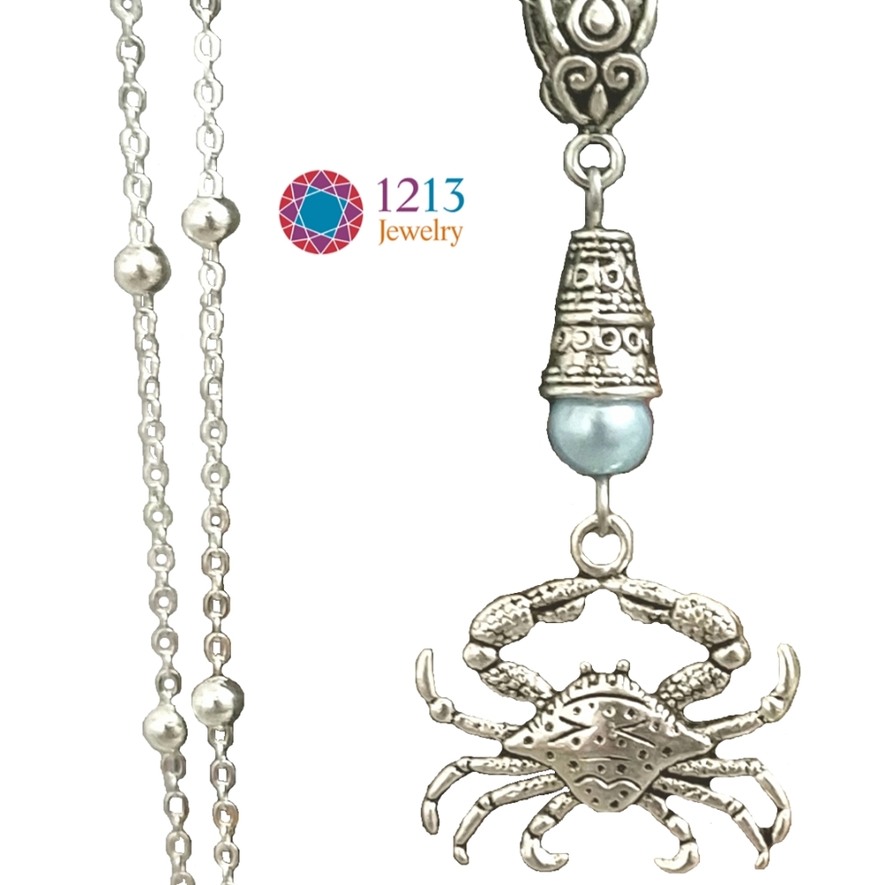 Handcreated Crab Necklace on Sterling Silver Chain